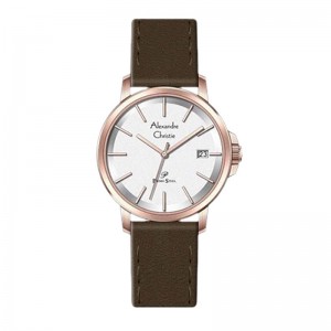 Alexandre Christie AC 1032 Rosegold White Brown Leather Lady LDLRGSL